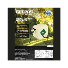 Geepas Auto Rewind Water Hose Reel 20m 1/2-Inch GWH59377 - Slide 2