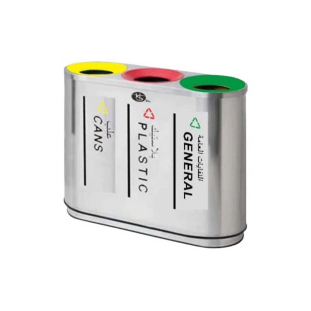 Recycle Bin 3 Compartment Stainless Steel Hygiene System 46L in UAE