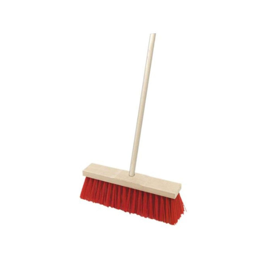 Hygiene System SB24+CJ999 Street Broom With Wooden Handle 24Inch Red