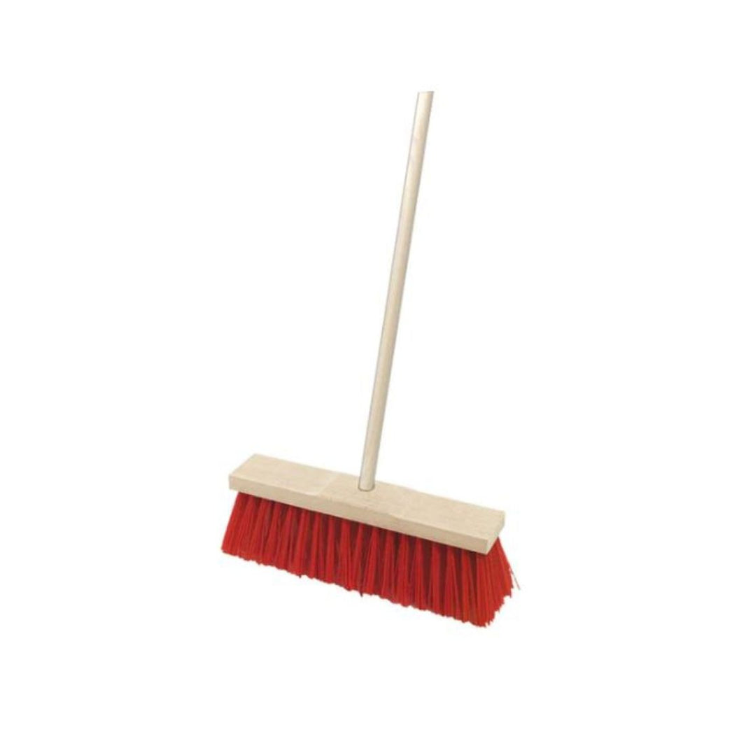 Hygiene System SB6R+CJ999 6 Rows Street Broom With Wooden Handle Red