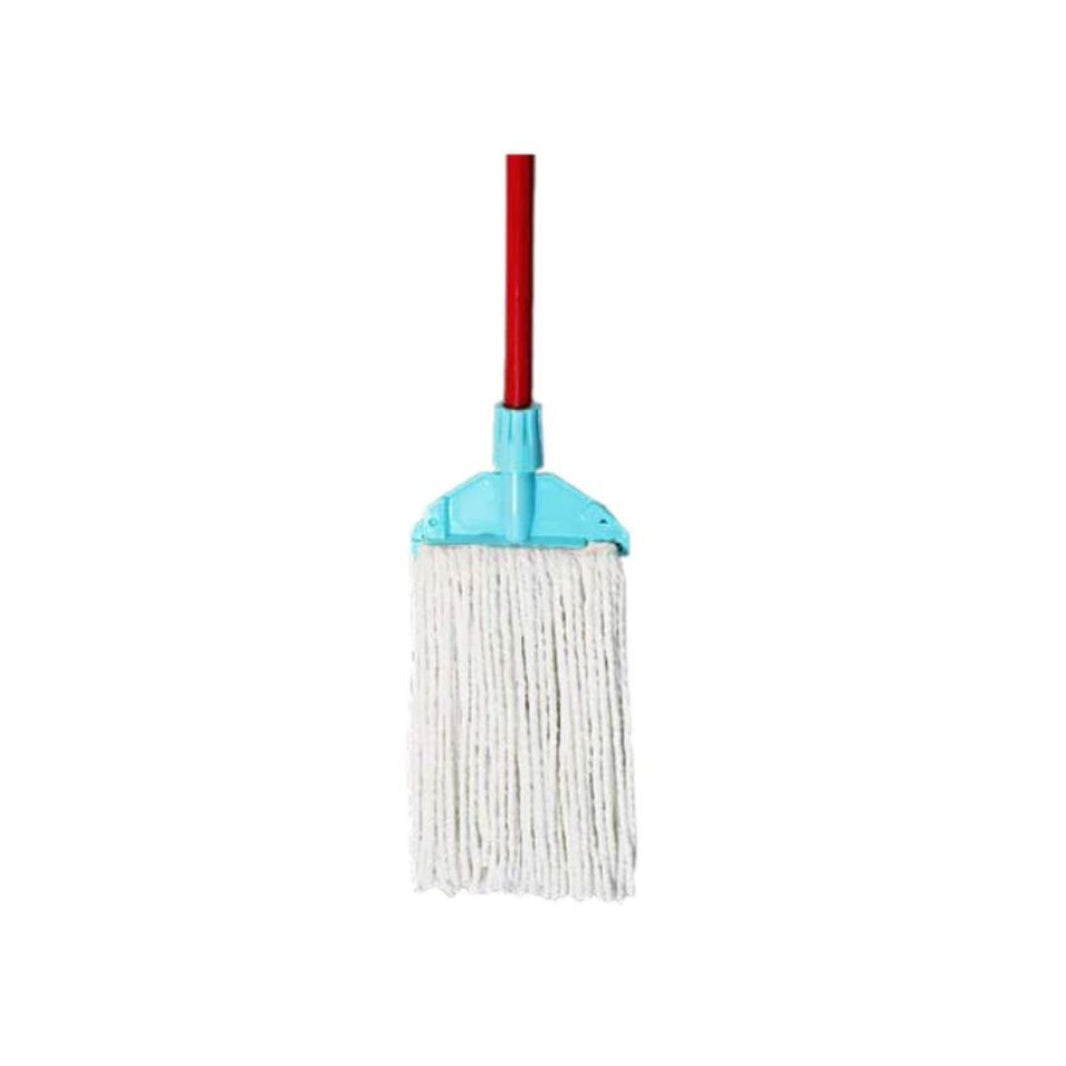 Kach Sheng KS6133+CJ999TH Cotton Wet Mop With Plastic Holder & Wooden Handle White