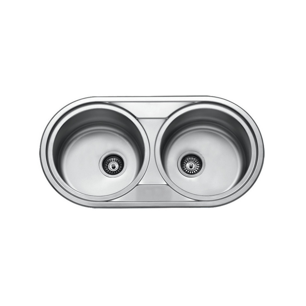 Milano Round Double Bowl Kitchen Sink 900X470X180mm JY831 in UAE