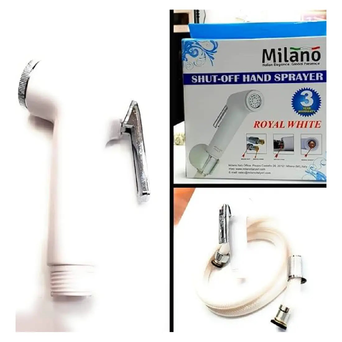 Milano Royal White Shut off Hand Sprayer Milano Royal White Shut off Hand Sprayer