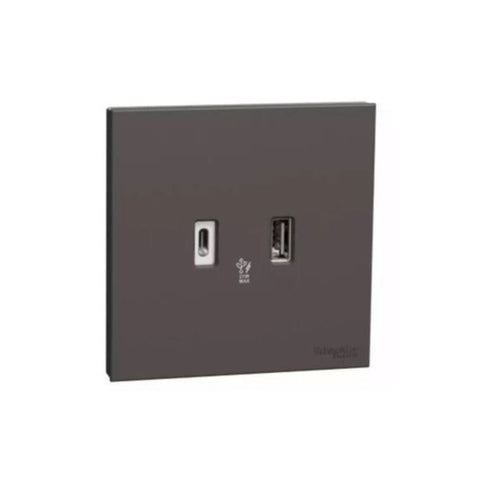 Schneider Electric USB Charger 21W E8732ACQUSB_DG Type A+C - Dark Grey Schneider Electric USB Charger 21W E8732ACQUSB_DG Type A+C - Dark Grey
