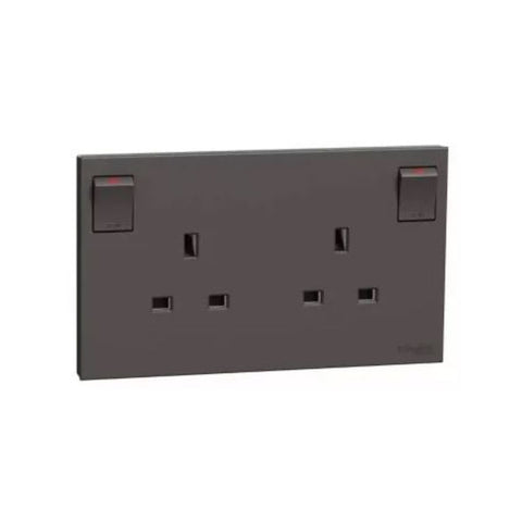 Schneider Electric E87T25N_DG Switched Socket 13A, 250V, 2 Gang with LED - Dark Grey Schneider Electric E87T25N_DG Switched Socket 13A, 250V, 2 Gang with LED - Dark Grey