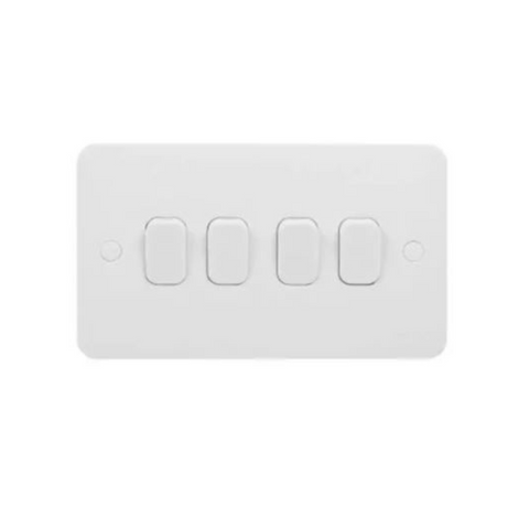 Schneider Electric Lisse 2 Way 4 Gang Plate Switch 10AX GGBL1042S - White Schneider Electric Lisse 2 Way 4 Gang Plate Switch 10AX GGBL1042S - White