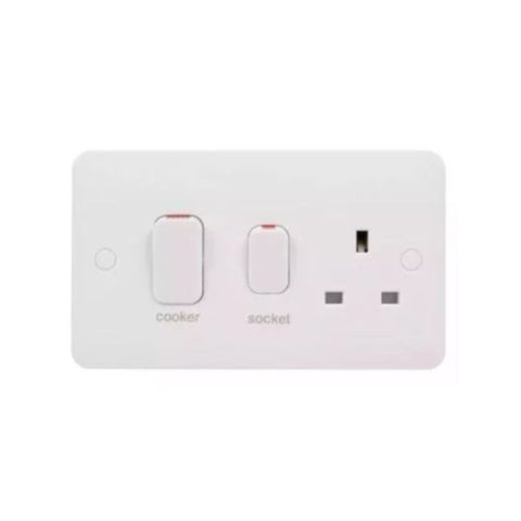 Schneider Electric Lisse Cooker Control Unit 2 Gangs LED 45A DP White Moulded GGBL4001S - White Schneider Electric Lisse Cooker Control Unit 2 Gangs LED 45A DP White Moulded GGBL4001S - White