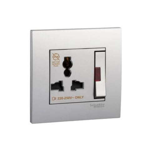 Schneider Electric Switched Universal Socket 13A 250V 1Gang 3Pin KB113LSN_AS - Al Silver Schneider Electric Switched Universal Socket 13A 250V 1Gang 3Pin KB113LSN_AS - Al Silver