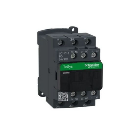 Schneider Electric TeSys D Contactor 3P(3 NO) AC-3 <= 440V 18A 24V DC Coil LC1D18BD Schneider Electric TeSys D Contactor 3P(3 NO) AC-3 <= 440V 18A 24V DC Coil LC1D18BD