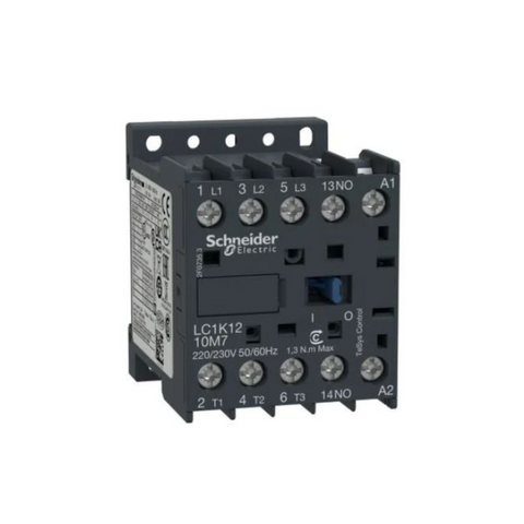 Schneider Electric TeSys K Contactor 3P AC-3 <= 440V 12A 1 NO Aux. 220-230V AC Coil LC1K1210M7 Schneider Electric TeSys K Contactor 3P AC-3 <= 440V 12A 1 NO Aux. 220-230V AC Coil LC1K1210M7