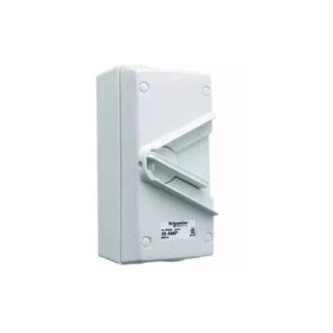 Schneider Electric Surface Mount Double Pole Isolating Switch 55A 440V IP66 WHD55 Schneider Electric Surface Mount Double Pole Isolating Switch 55A 440V IP66 WHD55
