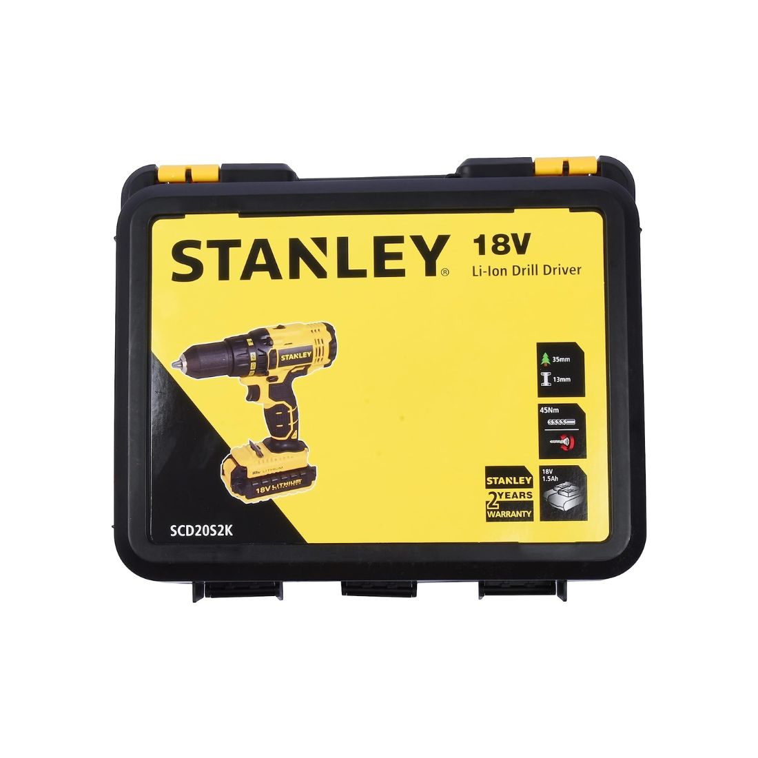 Stanley SCD20S2K-B5 Power Tool Cordless 18V 1.5Ah Li-Ion Drill Driver Kit Box Stanley SCD20S2K-B5 Power Tool Cordless 18V 1.5Ah Li-Ion Drill Driver Kit Box
