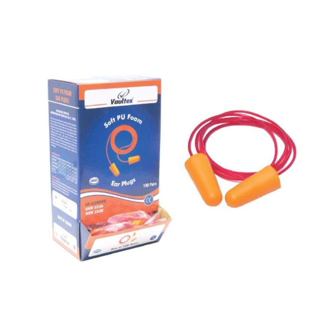Vaultex VPC Corded Ear Plug, 1 box - Orange Vaultex VPC Corded Ear Plug, 1 box - Orange