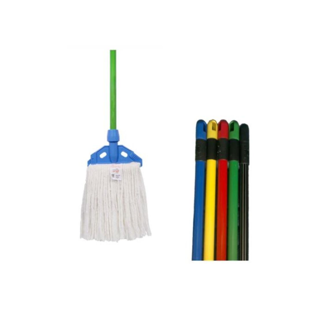 Vita Junior Cotton Wet Mop with Holder & Metal Handle 160gms - White Vita Junior Cotton Wet Mop with Holder & Metal Handle 160gms - White