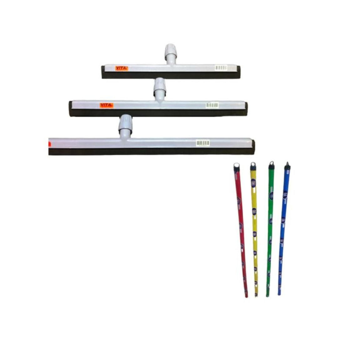 Vita Plastic Floor Sponge Wiper with Wooden Handle 55cm - White Vita Plastic Floor Sponge Wiper with Wooden Handle 55cm - White