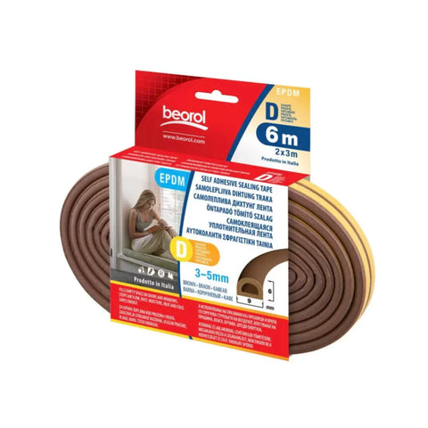 Beorol DBR6 Seal Strip D-Profile 6m - Brown Beorol DBR6 Seal Strip D-Profile 6m - Brown