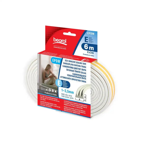 Beorol EBE6 Seal strip E-profile 6m - White Beorol EBE6 Seal strip E-profile 6m - White