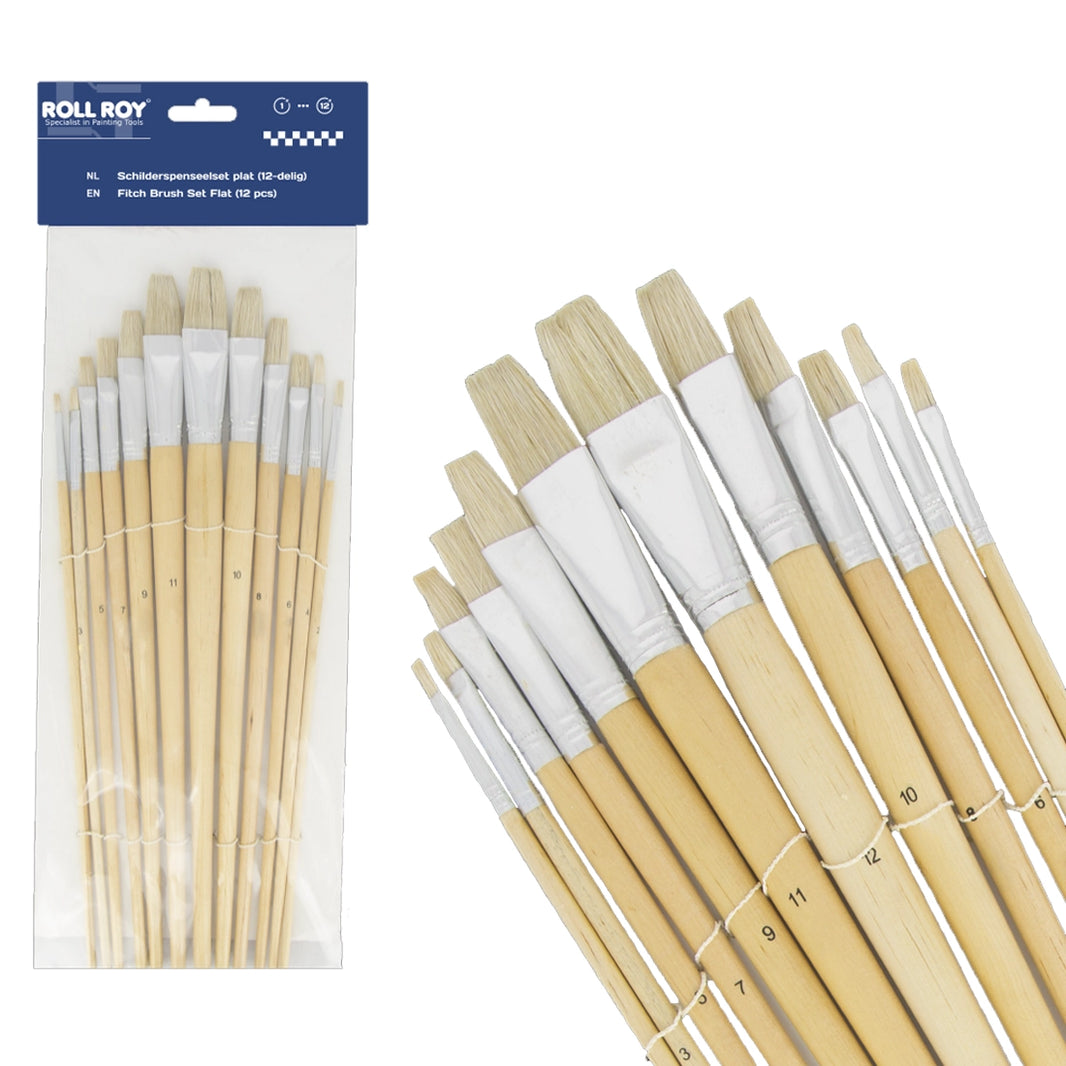 Rollroy Artist Brush Set Flat 12 pcs