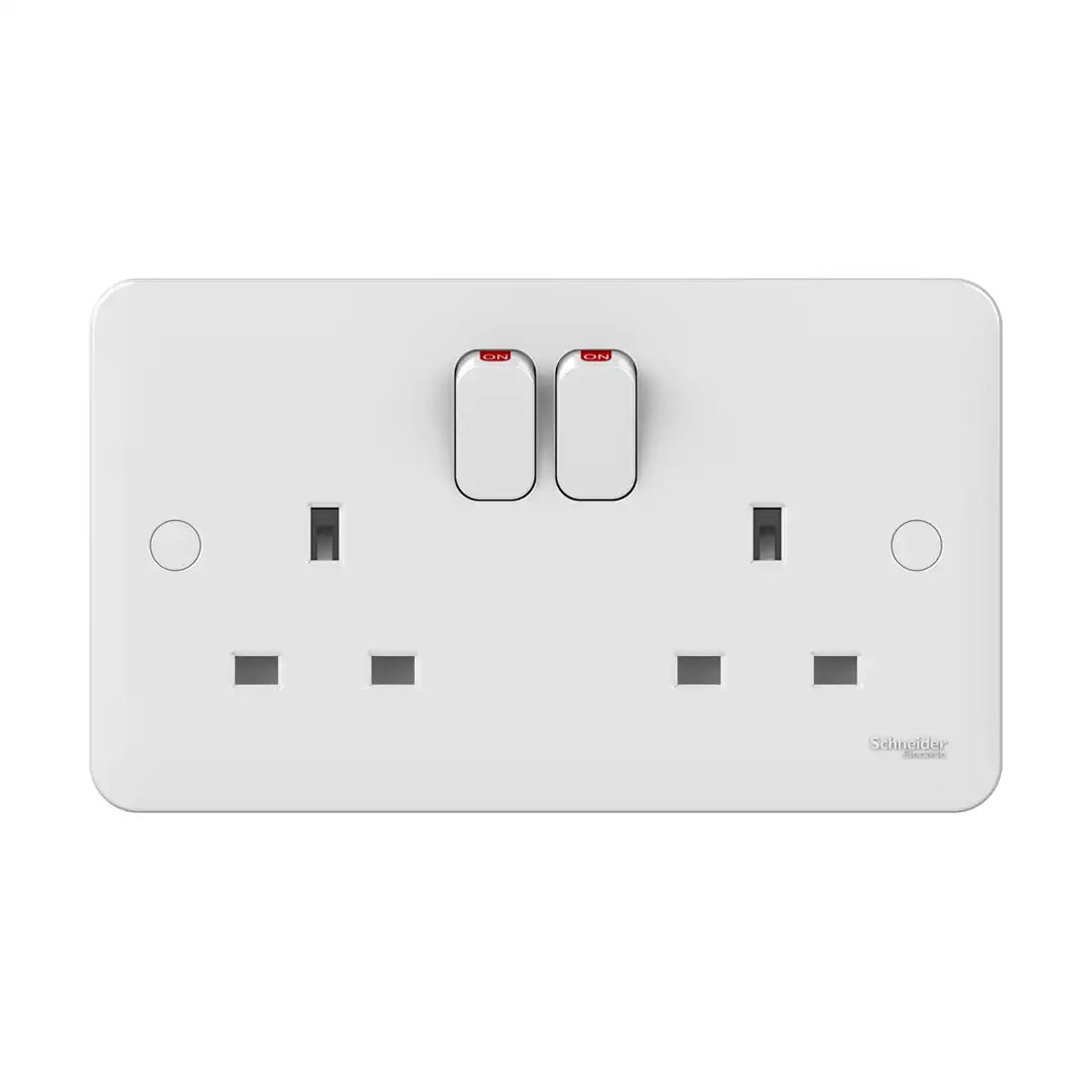 Schneider Electric Lisse Switched Socket GGBL3020NIS British Standard, 2 Gangs 13 A - White Schneider Electric Lisse Switched Socket GGBL3020NIS British Standard, 2 Gangs 13 A - White