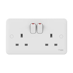 Schneider Electric Lisse Switched Socket GGBL3020NIS British Standard, 2 Gangs 13 A - White - Slide 1