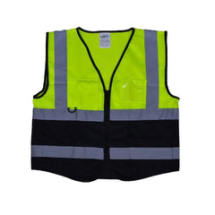Vaultex BKM Reflective Fabric Vest with 4 Pockets - Black & Yellow - Slide 1