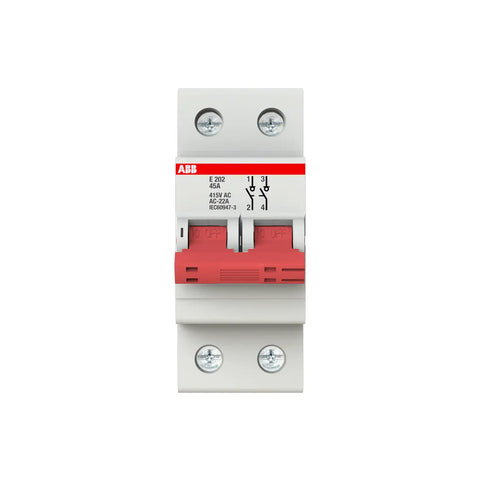 ABB Electrical Isolator Switch 2CDE282001R0045 45A 2P E202/45R