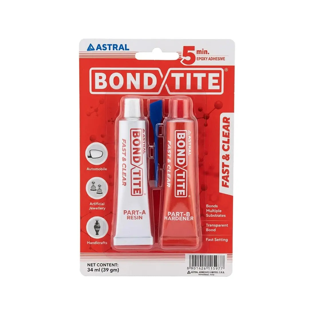 ASTRAL Bondtite Rapid Epoxy Adhesive 17ml, 5 min - Red