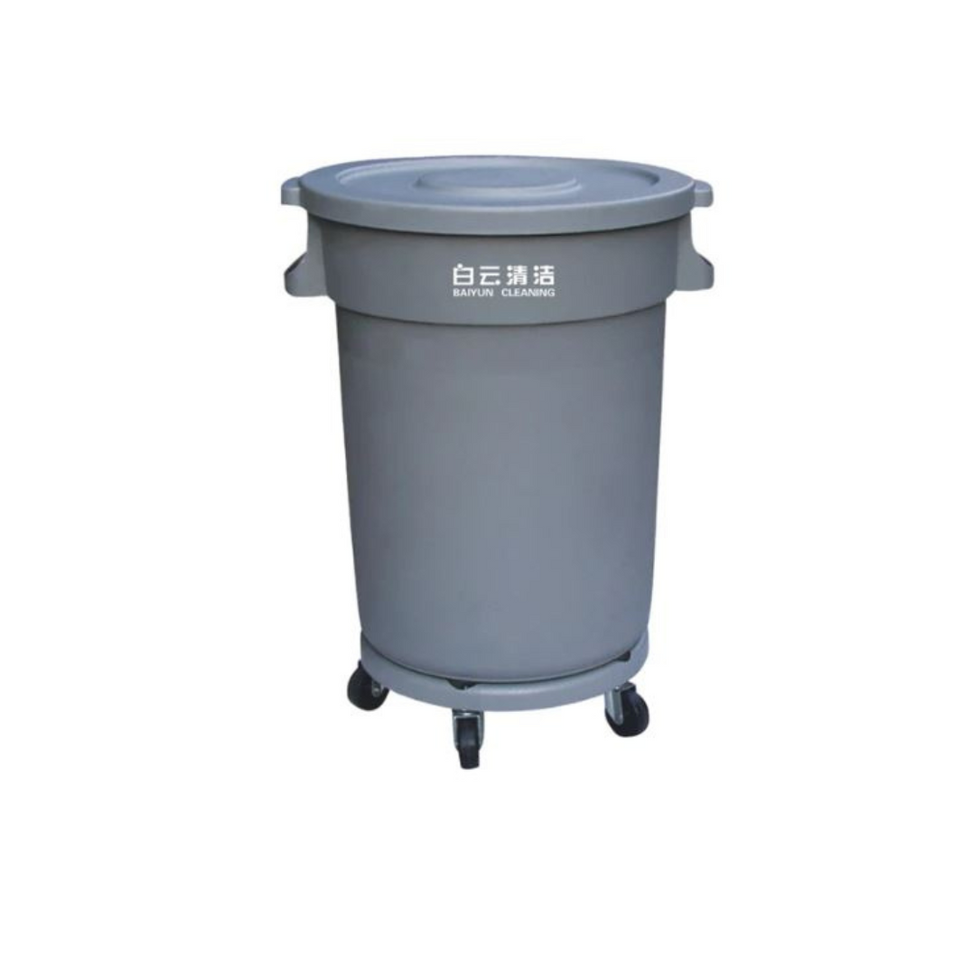  Baiyun Circular Garbage Can with Dolly 168L - Grey