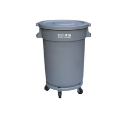 Baiyun Circular Garbage Can with Dolly 80L - Grey - Slide 1