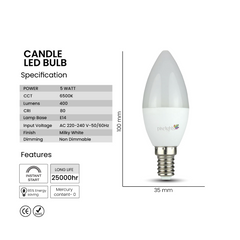 Pixelights LED Candle Bulb 5W E14 - Daylight - Slide 2