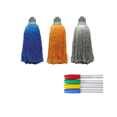Cisne Antibacterial Microfibre Wet Socket Mop With Aluminium Handle 150Gms - Multicolor