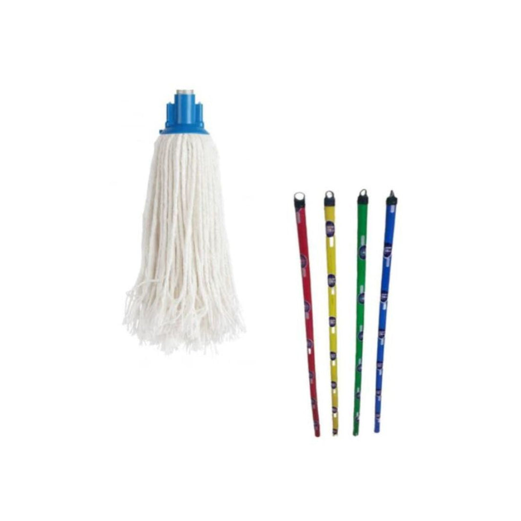 Cisne Looped White Cotton Mop 150Gms With Band Set & Wooden Handle