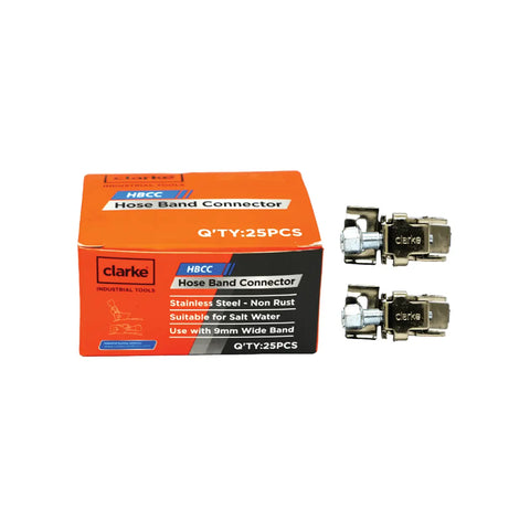 Clarke Hose Band Connector Stainless Steel HBCC 9mm 25 Pcs Pack
