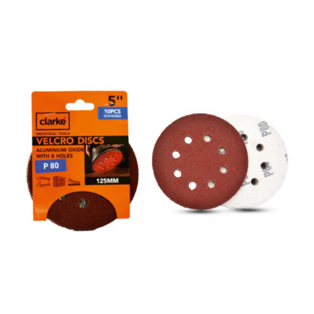 Clarke Aluminium Oxide Velcro Disc with 8 Holes 5 Inch SDVH5X120C