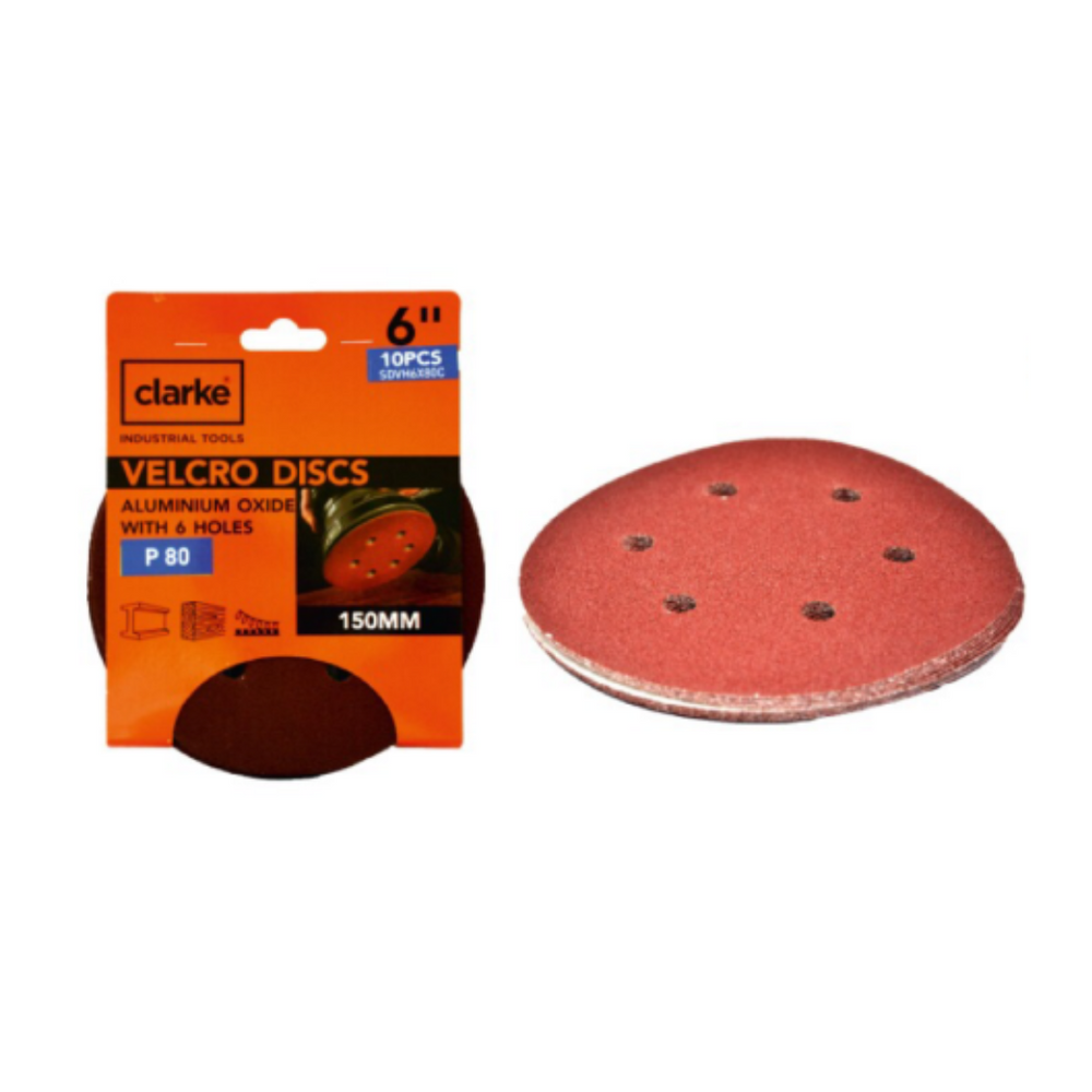 Clarke SDVH6X120C Aluminium Oxide Velcro Disc With 6 Holes - 6 Inch