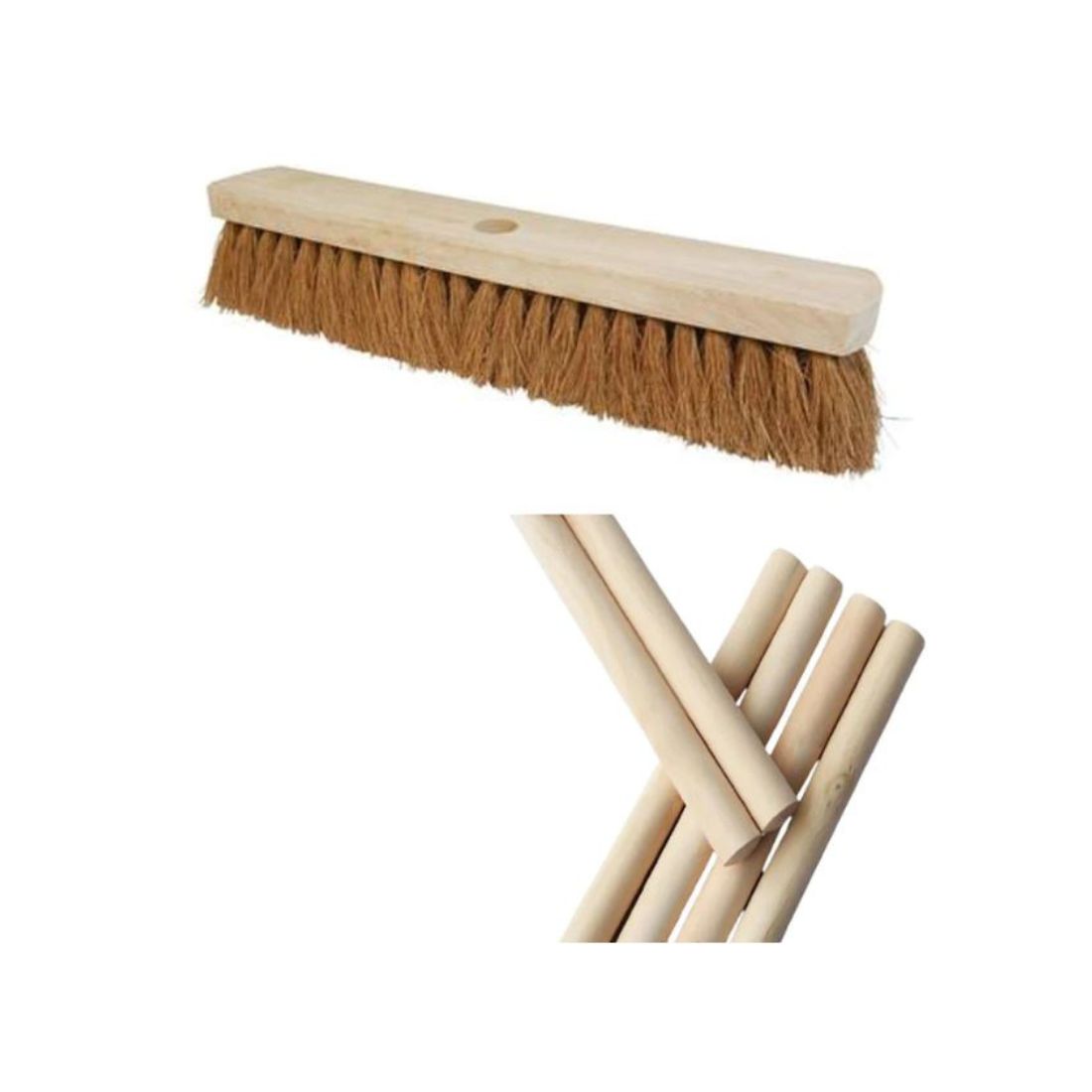 Coco Brush With Wooden Handle 24 Inch - Coco Fiber