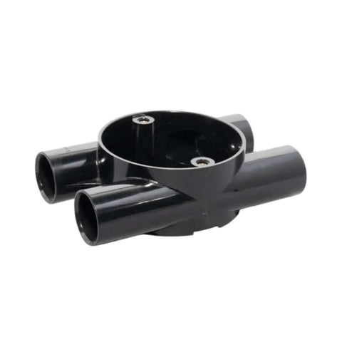 Decoduct H Four Way Circular Junction Box - Black
