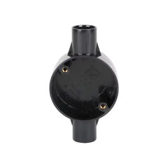 Decoduct Straight Two Way Circular Junction Box - Black - Slide 2
