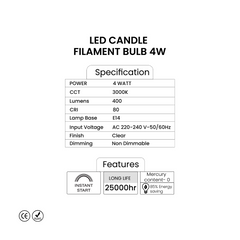Pixelights LED Candle Filament Bulb 4W E14 - Warm White - Slide 2