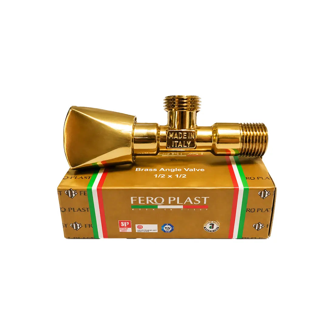 Feroplast Brass Angle Valve 1/2 Inch - Gold Finish
