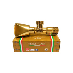 Feroplast Brass Angle Valve 1/2 Inch - Gold Finish - Slide 2
