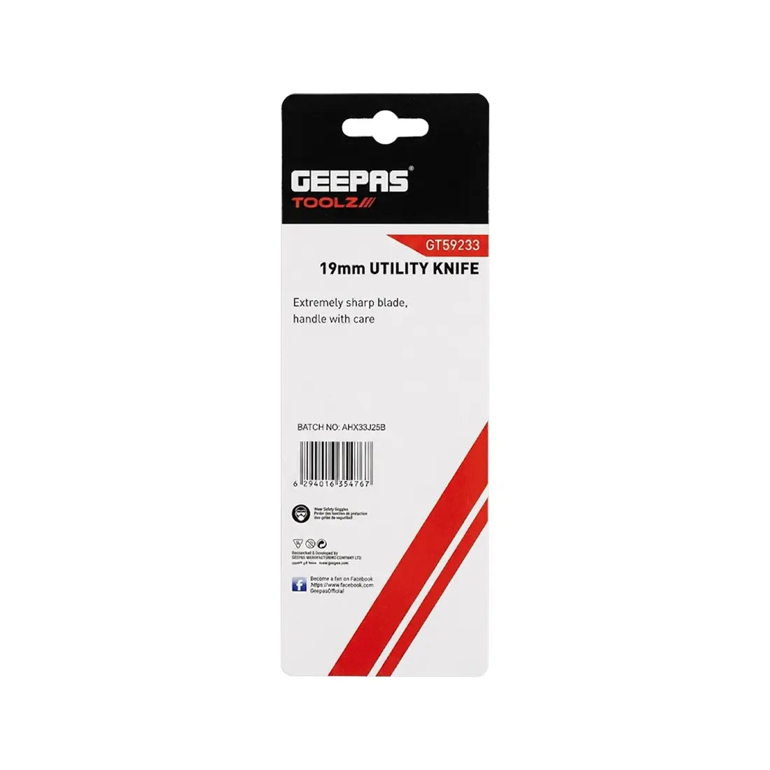 Geepas Auto Retractable Safety Utility Knife 19mm GT59233