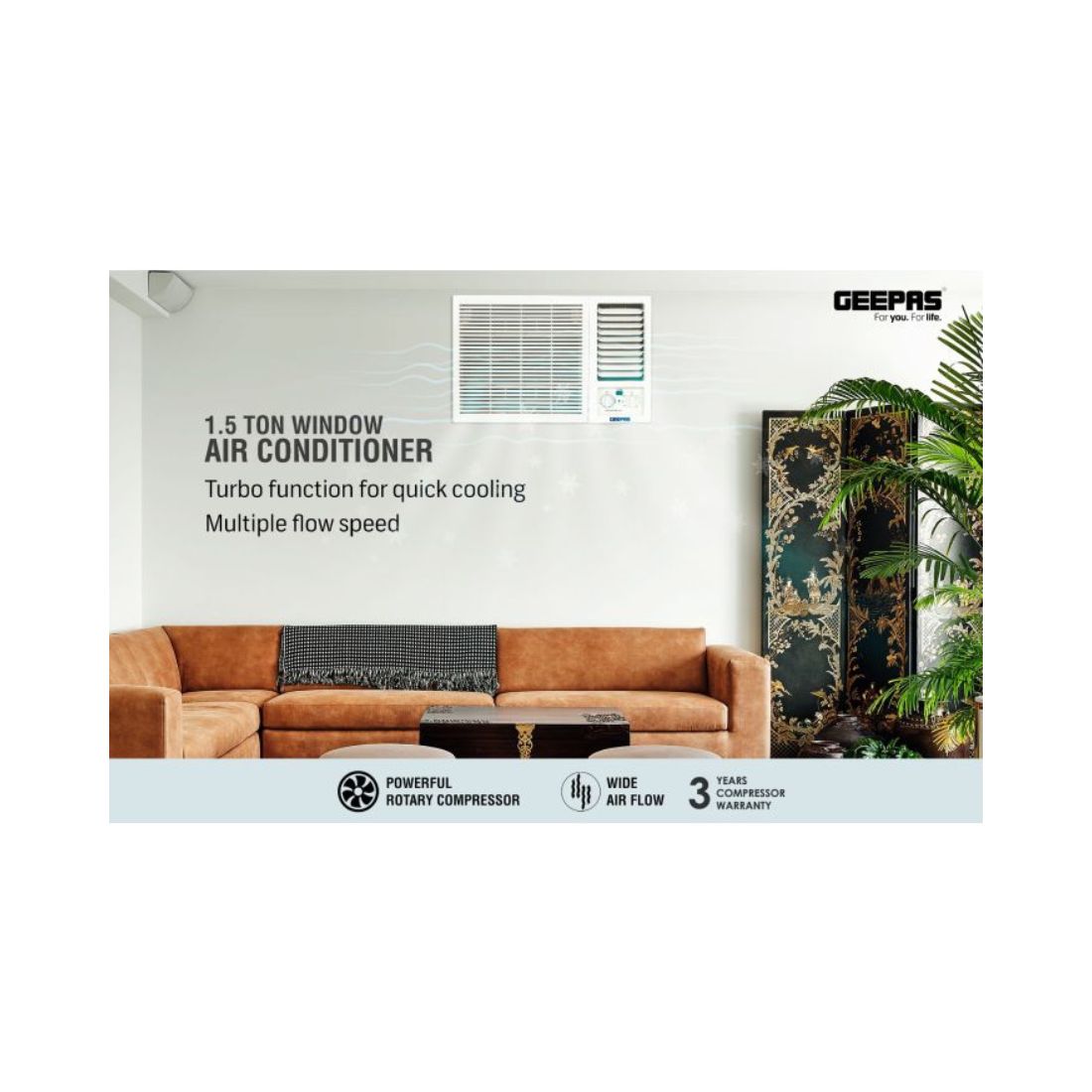 Geepas Window Air Conditioner 18000BTU 1.5 Ton GACW1878TCU