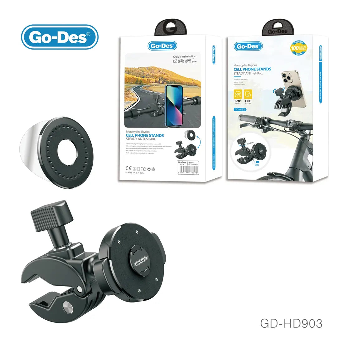 Go-Des Motorcycle and Bicycle Phone Holder GD-HD903