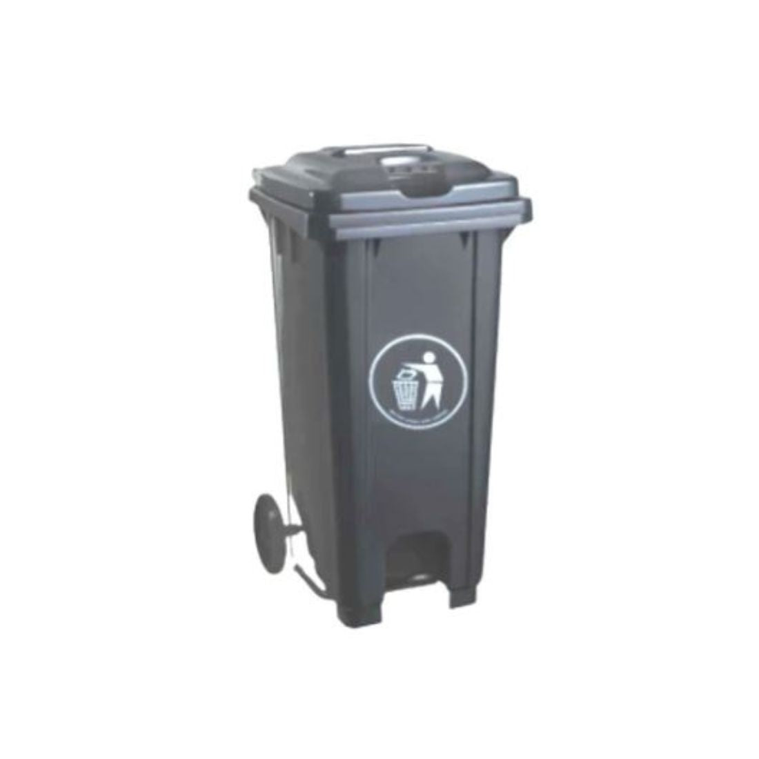 Hygiene System Garbage Bin with Wheel and Centre Pedal 100L - Green, Grey, Blue & Yellow