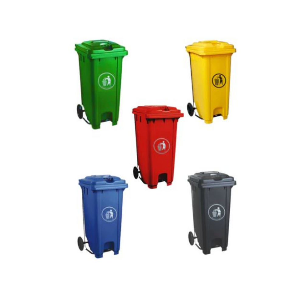Hygiene System Garbage Bin With Wheel And Centre Pedal 120L