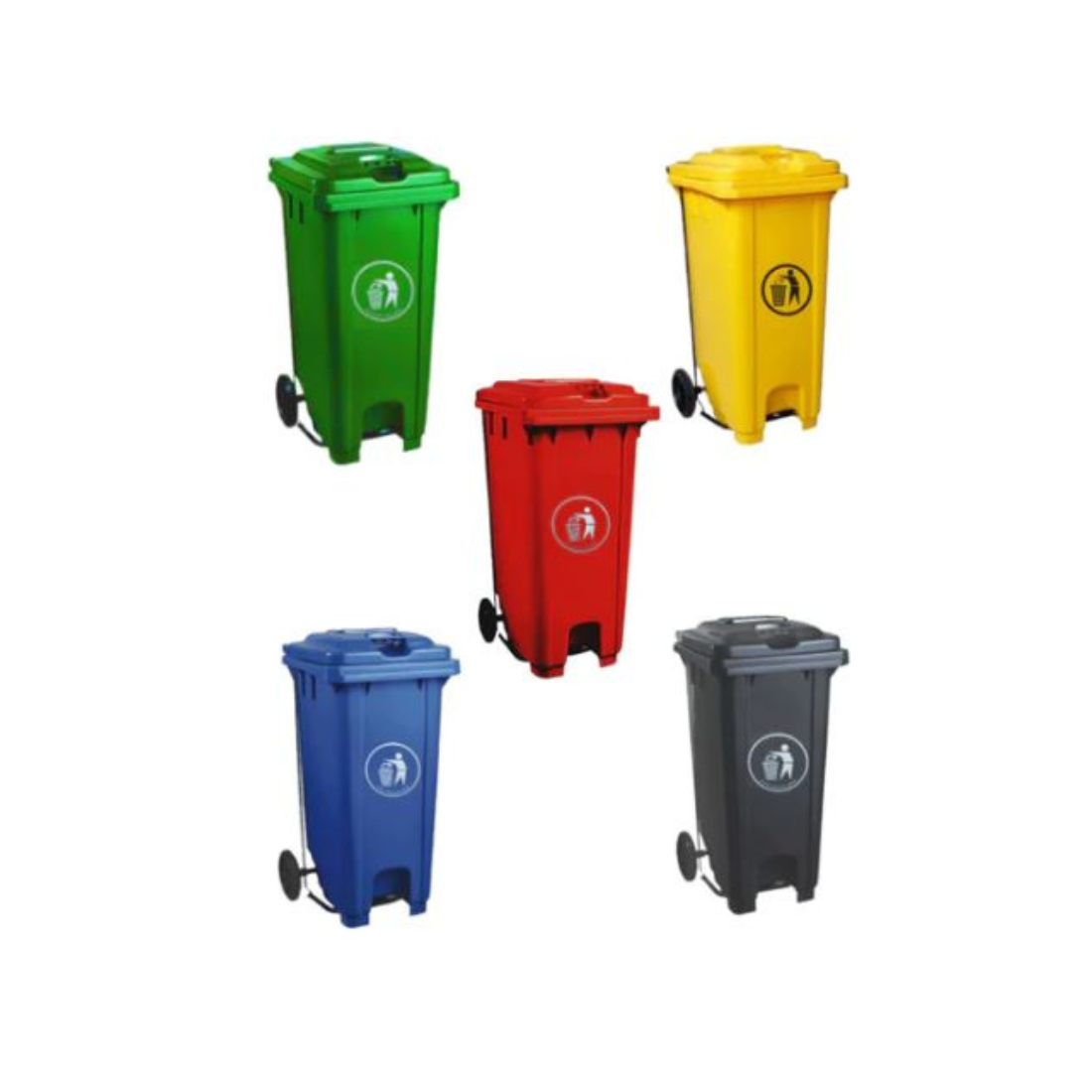 Hygiene System Garbage Bin with Wheel and Centre Pedal 120L