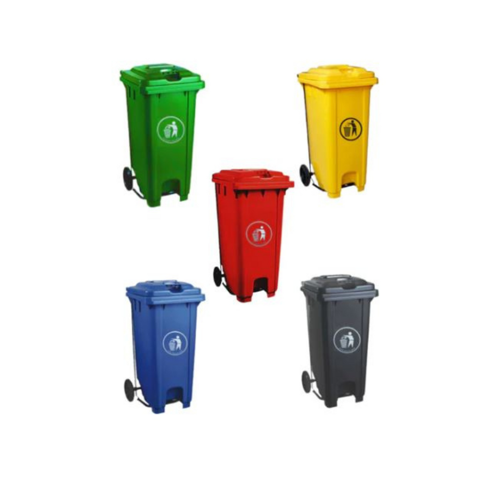 Hygiene System Garbage Bin With Wheel And Centre Pedal 240L