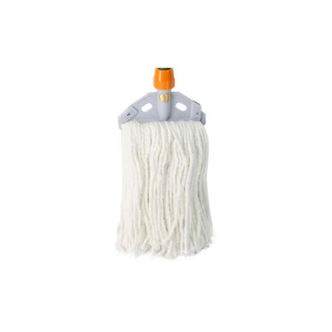 Hygiene System Cotton Round Wet Mop with Holder 400gms PKHS400 - White