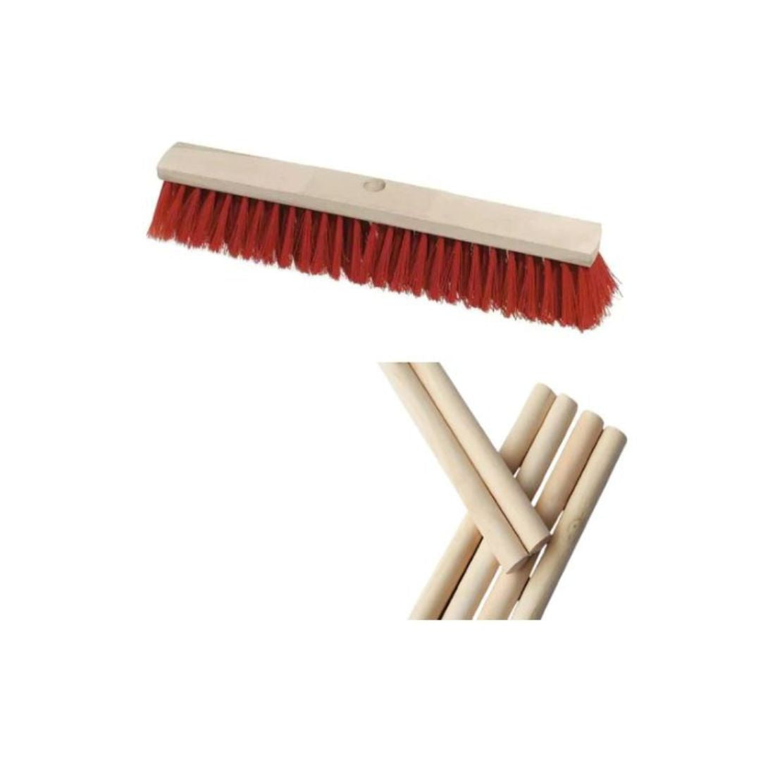 Hygiene System SB6R+CJ999 6 Rows Street Broom With Wooden Handle - Red
